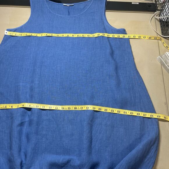 Bryn Walker Womens Linen Tunic Tank Dress Size L Elastic Hem Lagenlook Blue - Picture 9 of 14